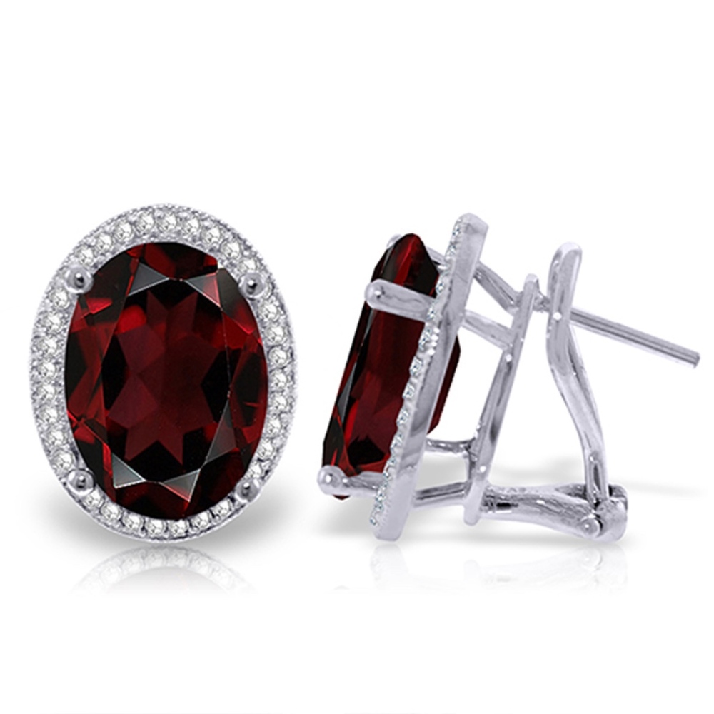 CLIPS EARRING WITH NATURAL DIAMONDS & GARNETS - Picture 1 of 5